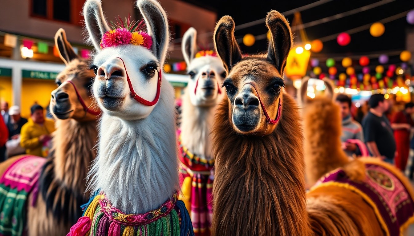 Llamas en festividades andinas