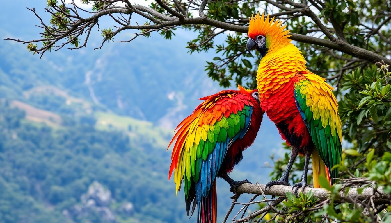Loro camerunes con colores vibrantes