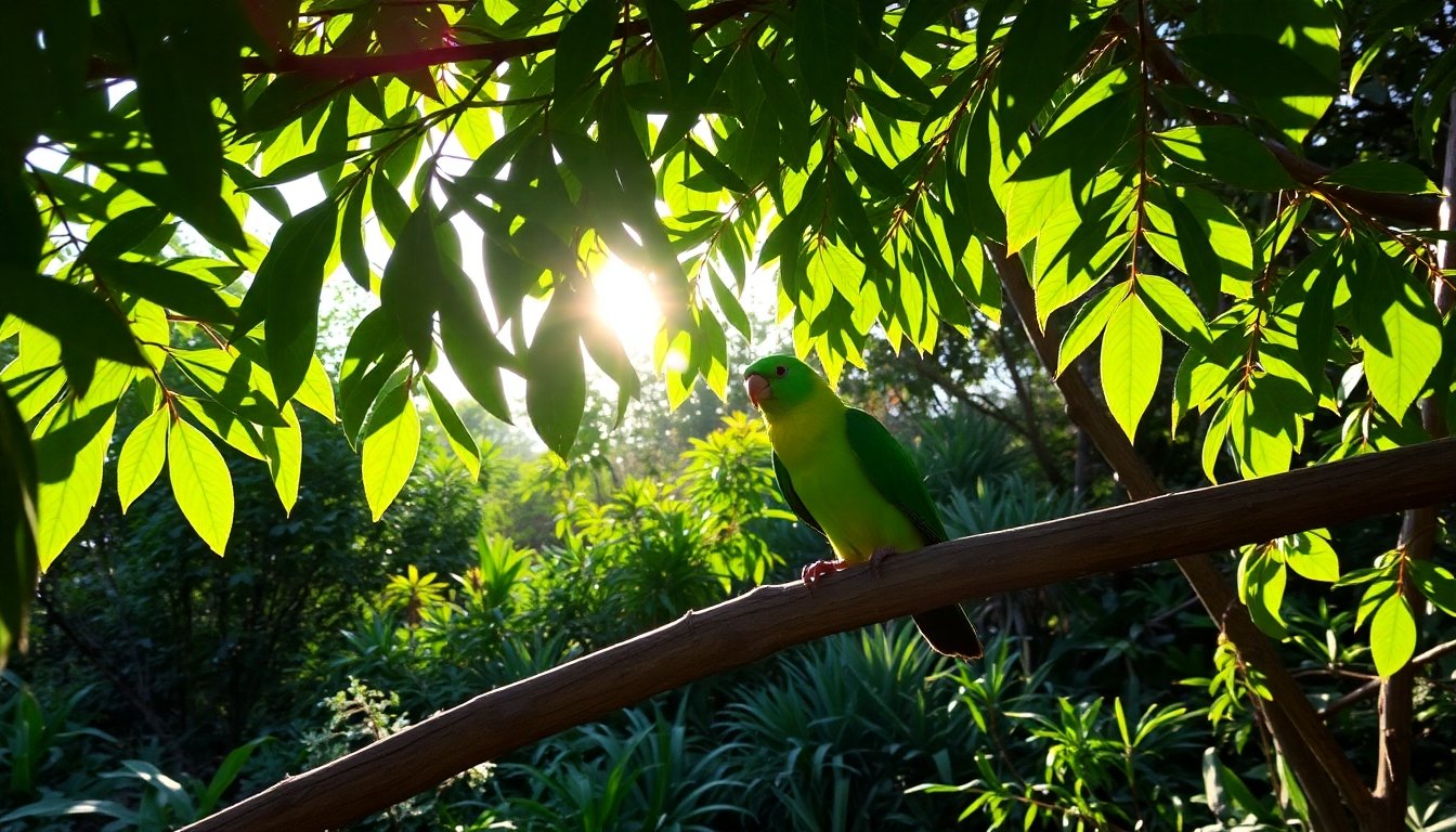 Loro verde en la selva