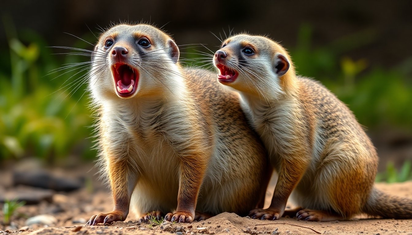 Mangosta emitiendo vocalizaciones