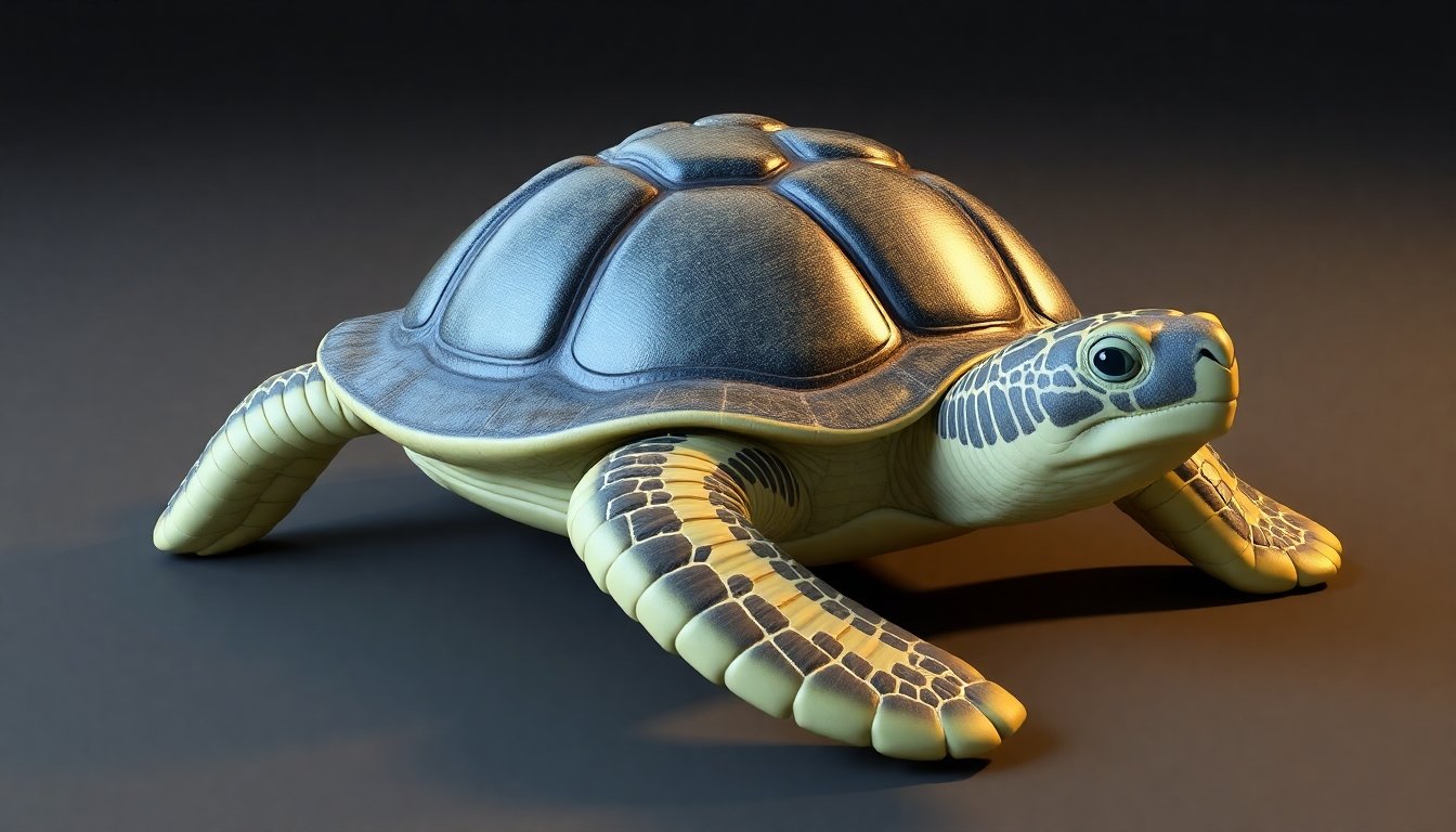 Modelo 3D detallado de tortuga para presentaciones educativas