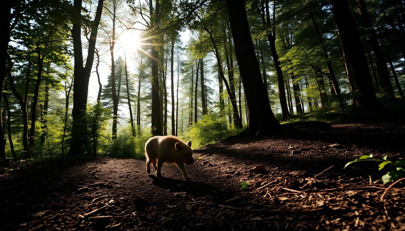 Mofeta caminando en el bosque