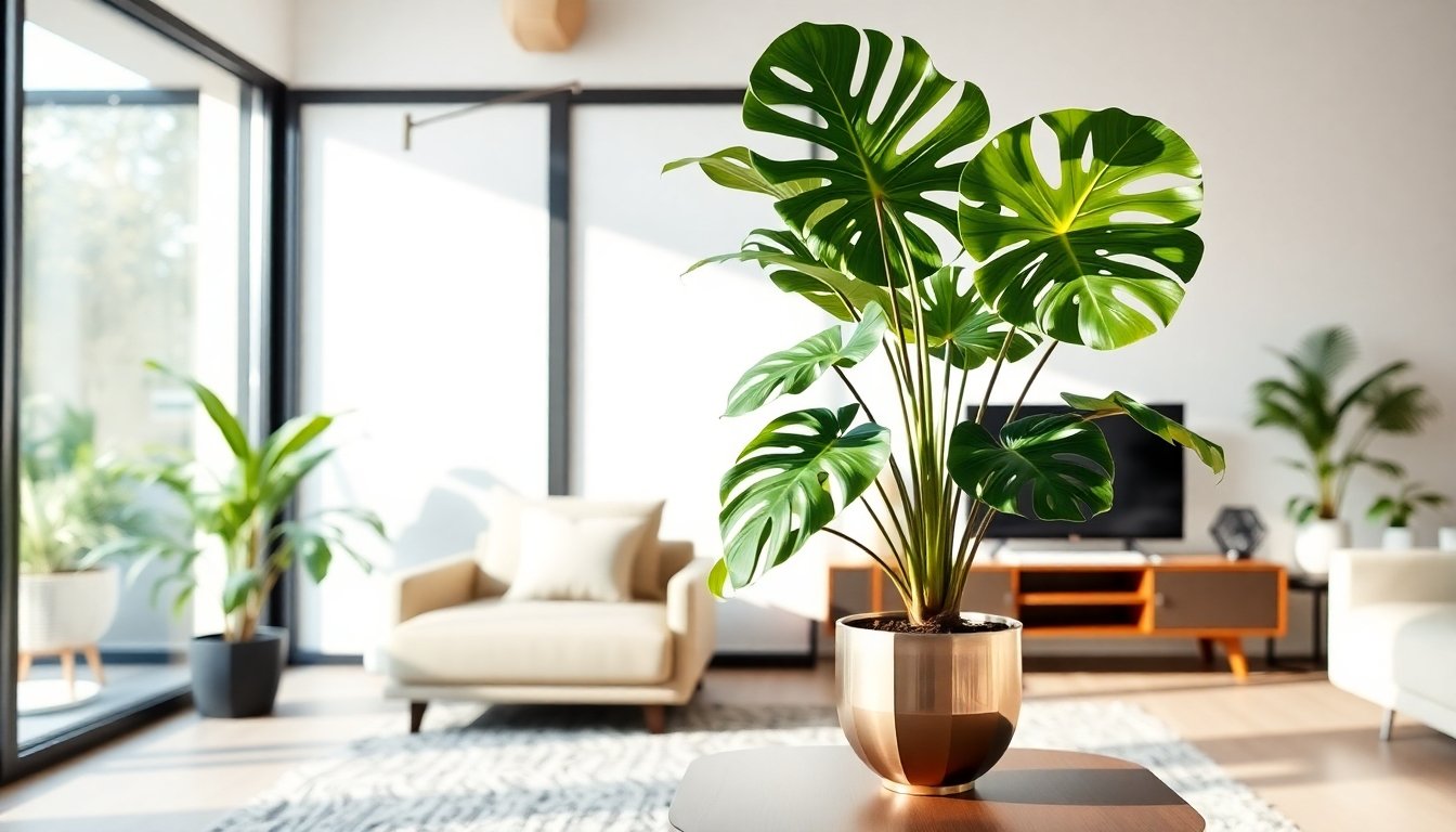 Monstera deliciosa en interiores modernos