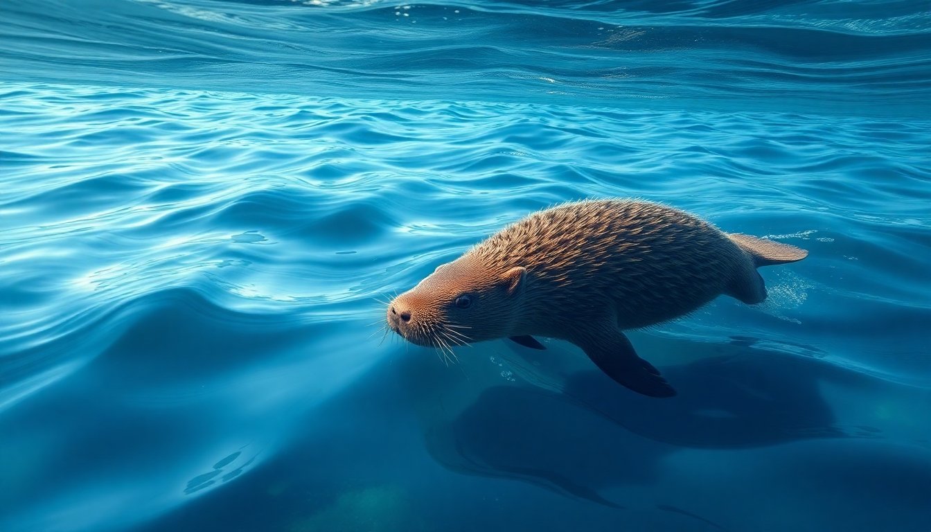 Nutria marina en el océano