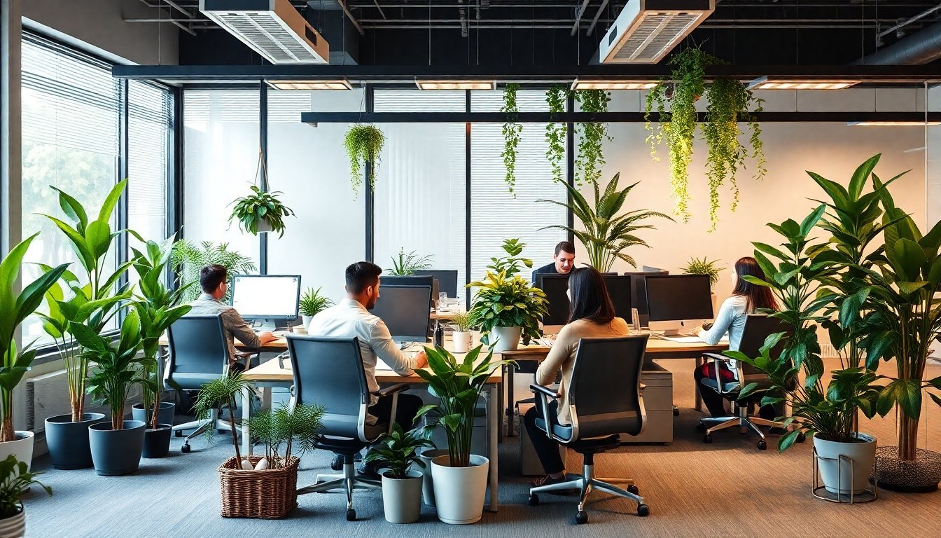 Oficina con ambiente relajado y plantas