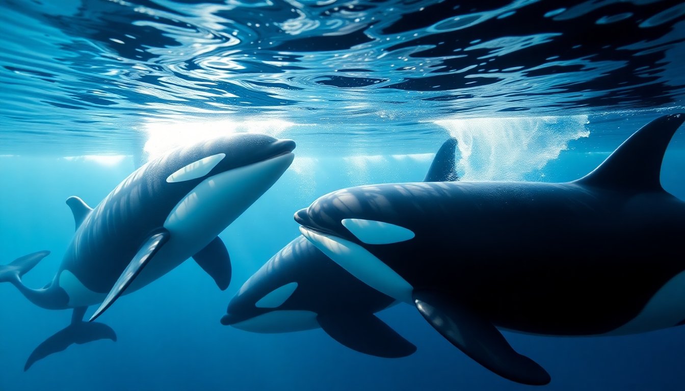 Orcas marinas comunicándose en el océano