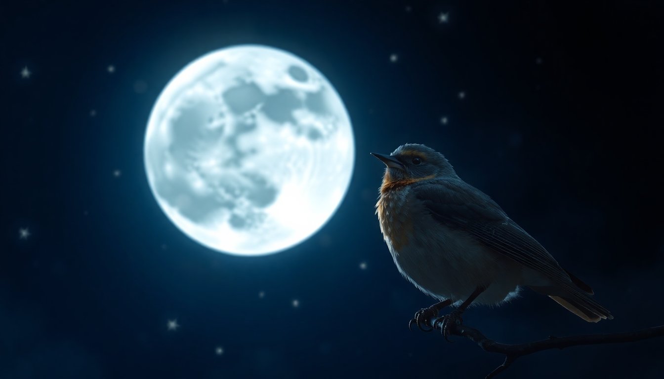 pájaro cantando de noche