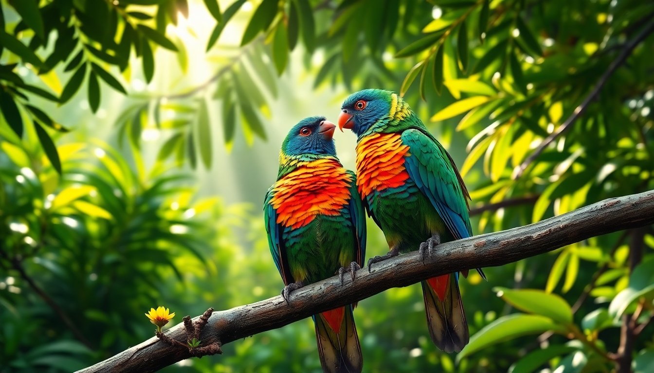 pájaro diamante interactuando con otras aves