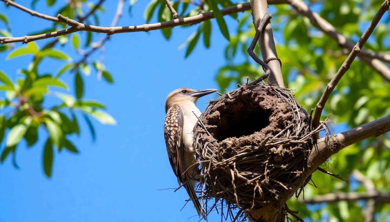 Pájaro hornero construido su nido