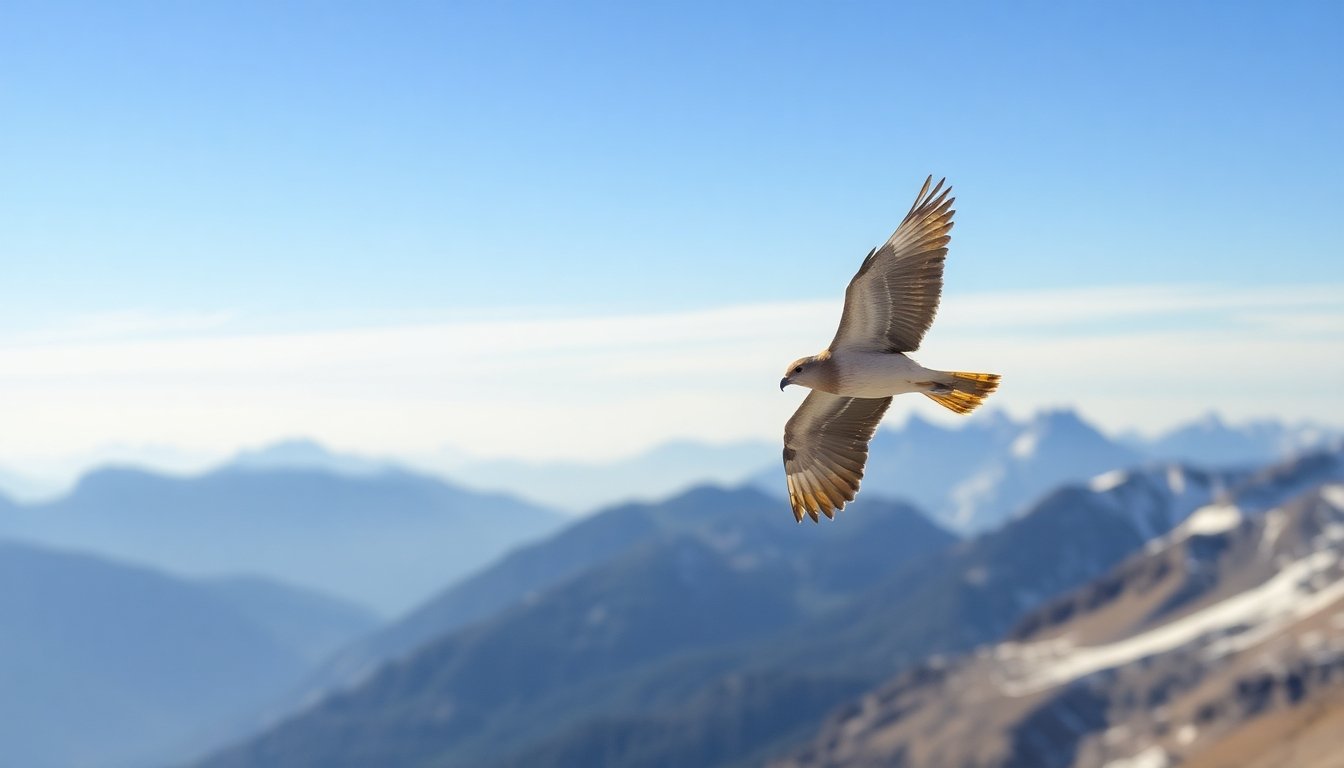 Pájaro quebrantahuesos en vuelo sobre los Alpes suizos