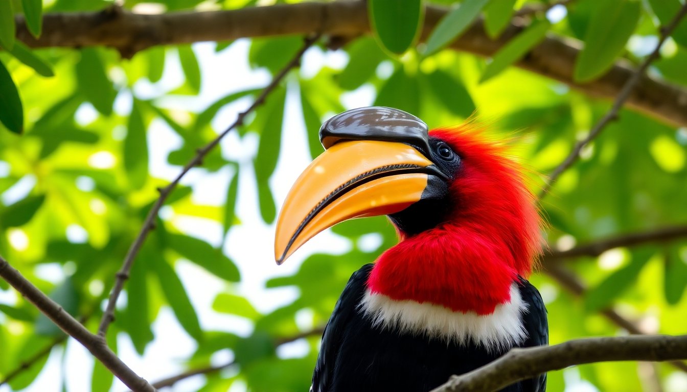 Pájaro rufous-necked hornbill en Bután