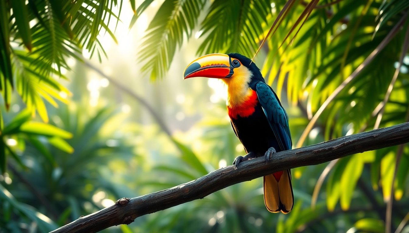 Pájaro tucán en su hábitat natural