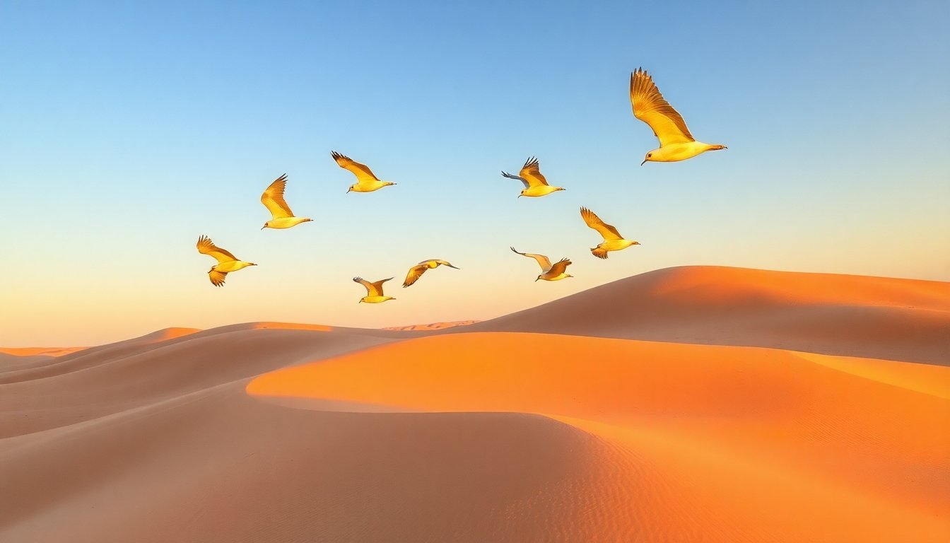 Pájaros de Fezzan en vuelo