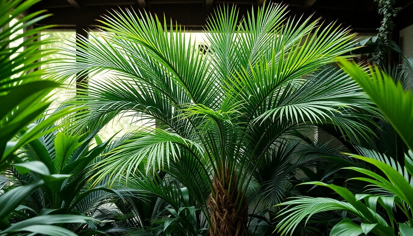 Palmera areca en un jardín interior