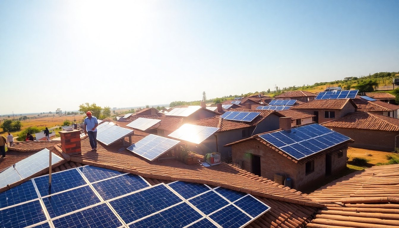 Paneles solares en una comunidad rural