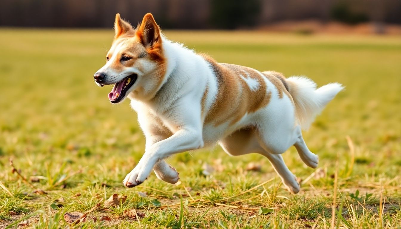 pastor caucásico corriendo en el campo