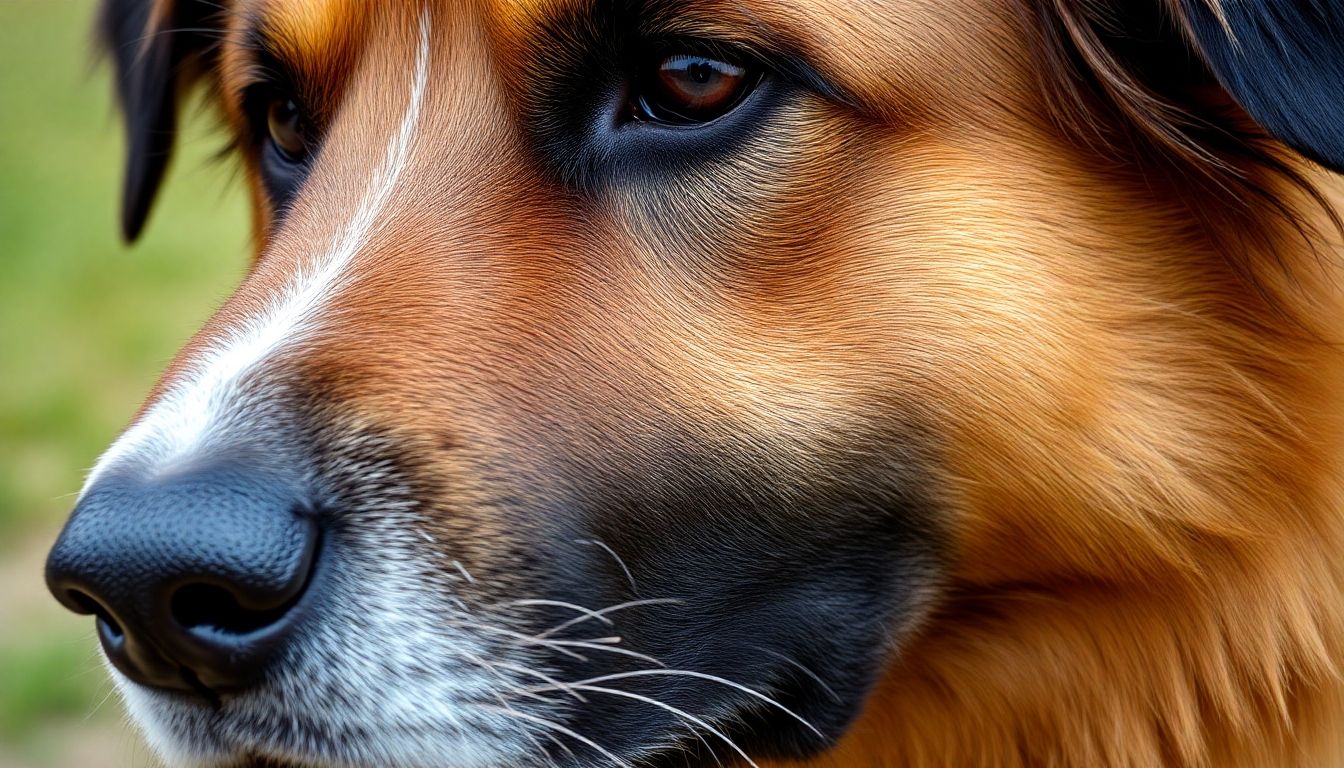 pastor caucásico mostrando su pelaje