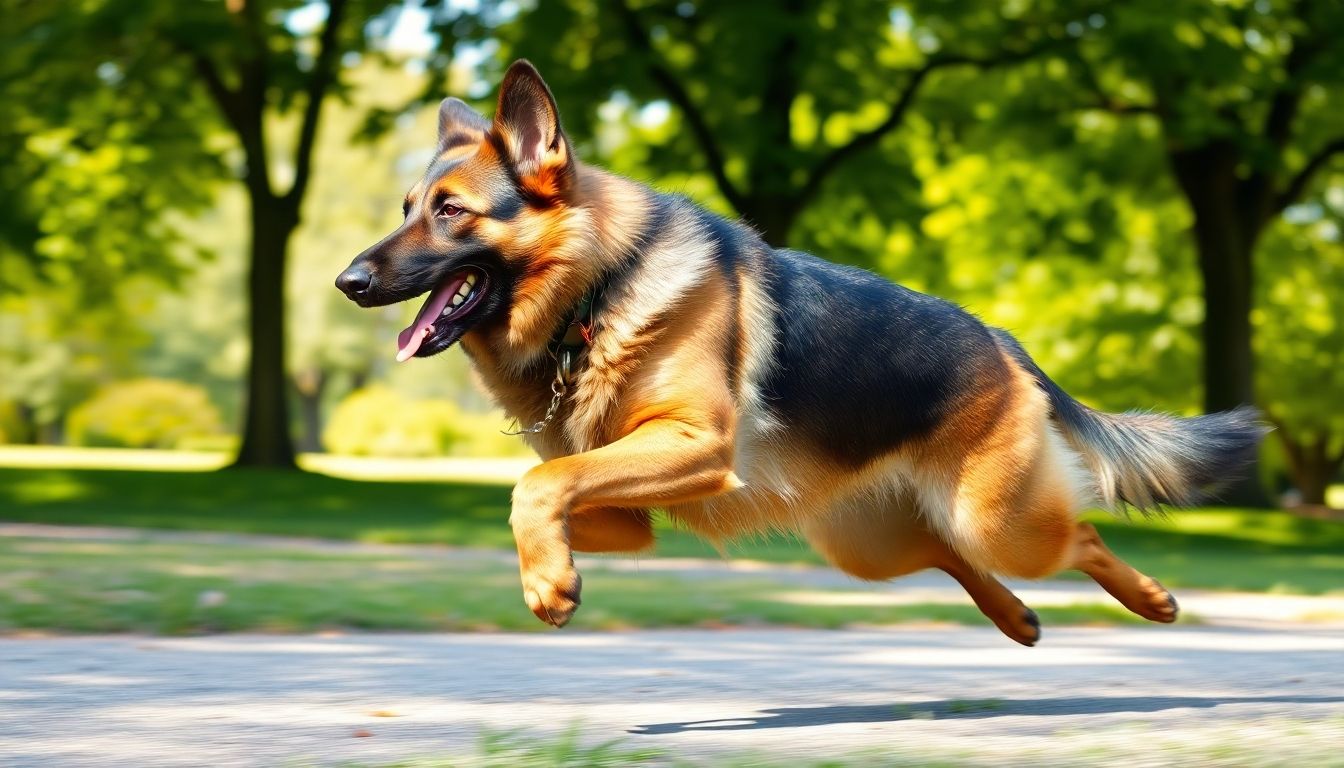 Pastor holandés corriendo en el parque