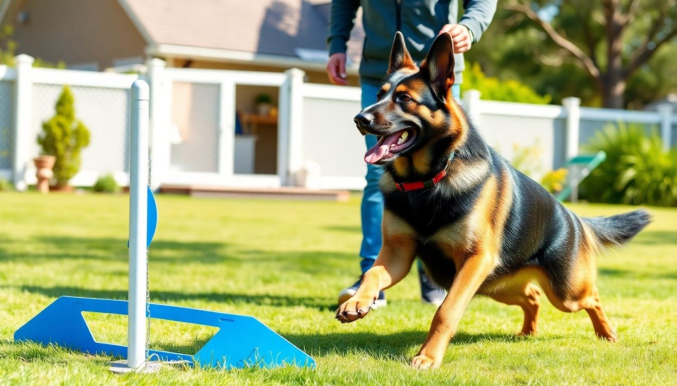 Pastor holandés entrenando con su dueño