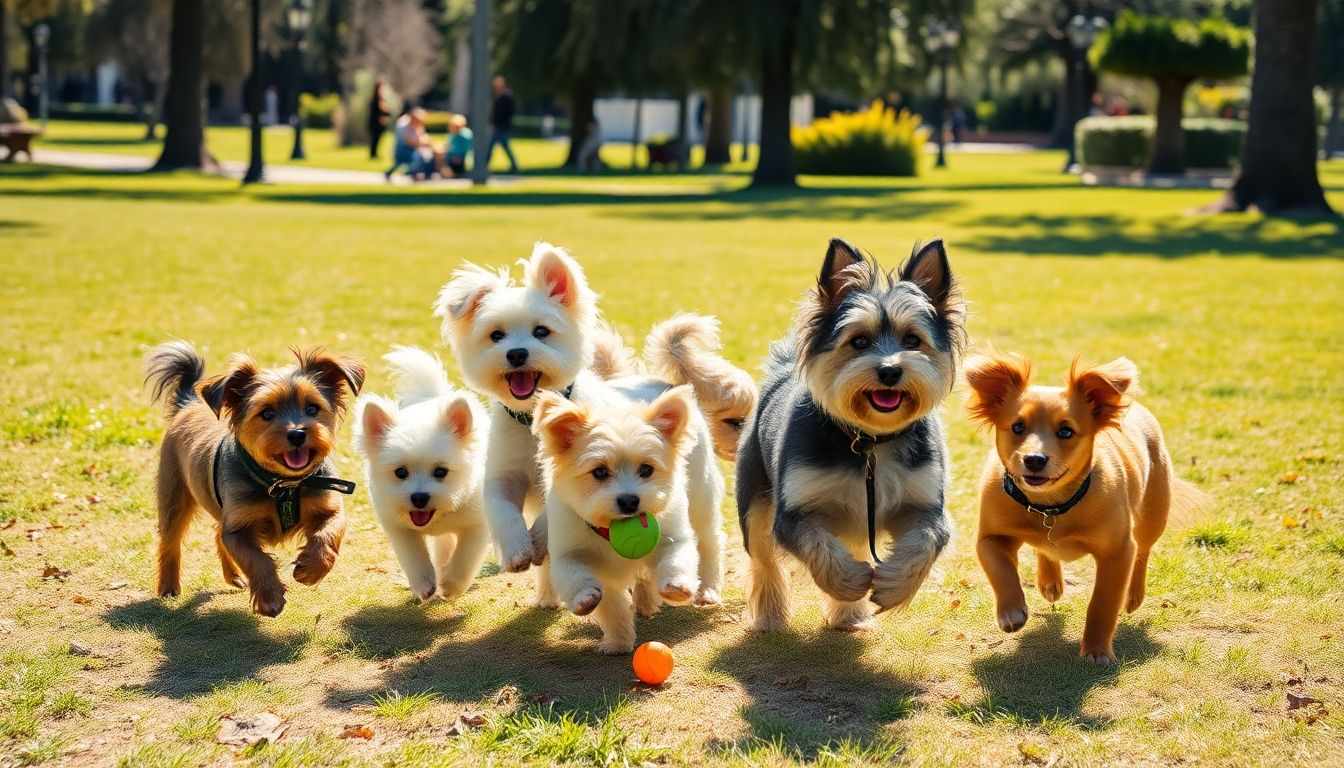 perritos tiernos jugando en el parque