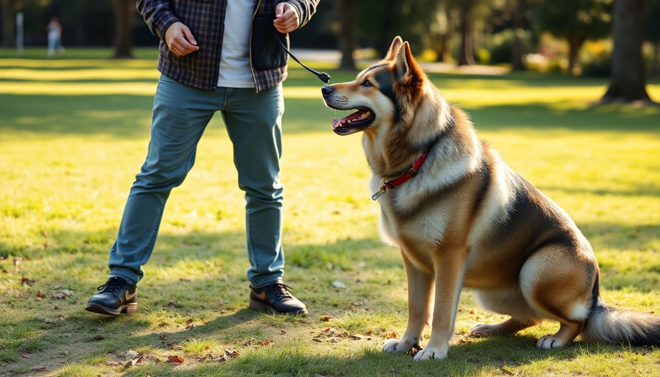 Perro lobo en entrenamiento