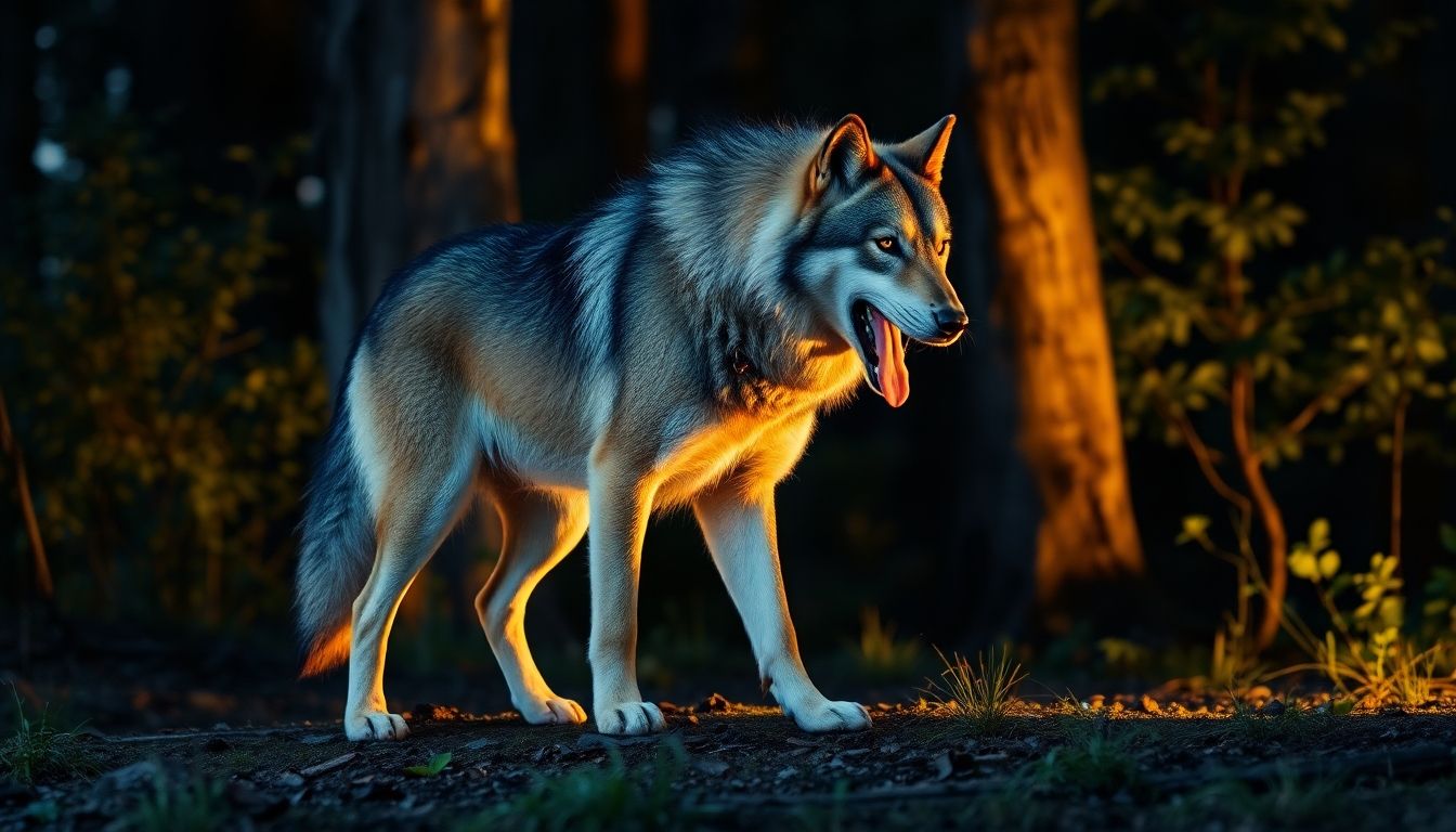 Perro lobo en su entorno natural