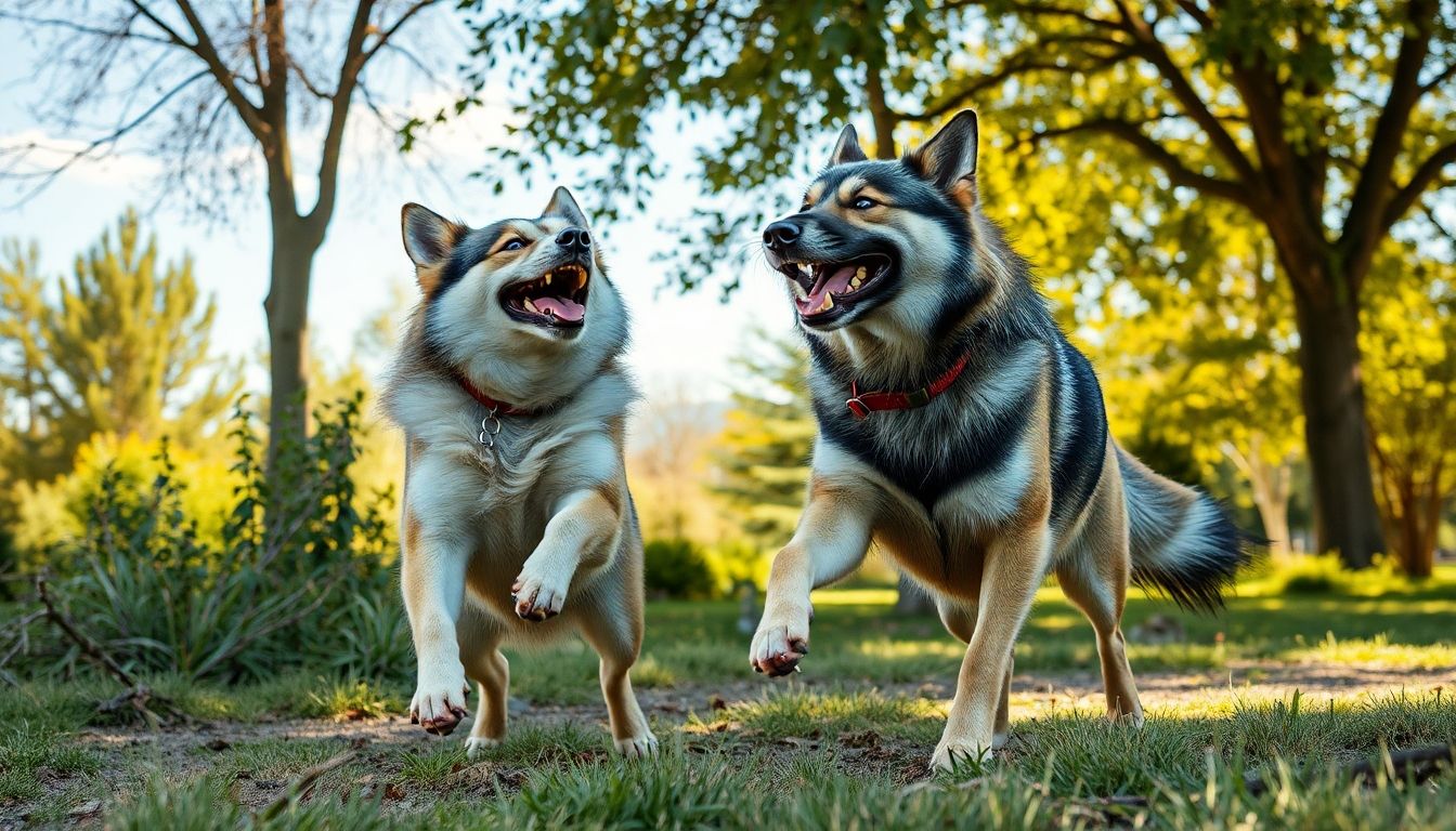 Perro lobo interactuando con su dueño