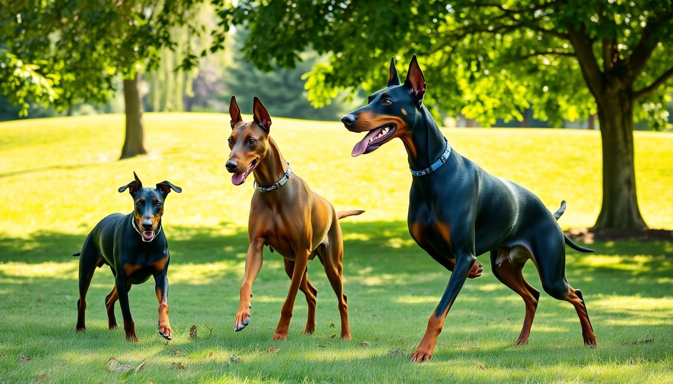 perros doberman en un parque