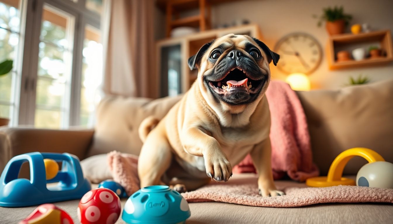 Perros Pug en un entorno hogareño