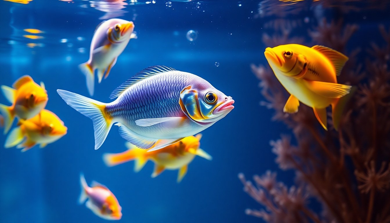 pez cirujano interactuando en el acuario