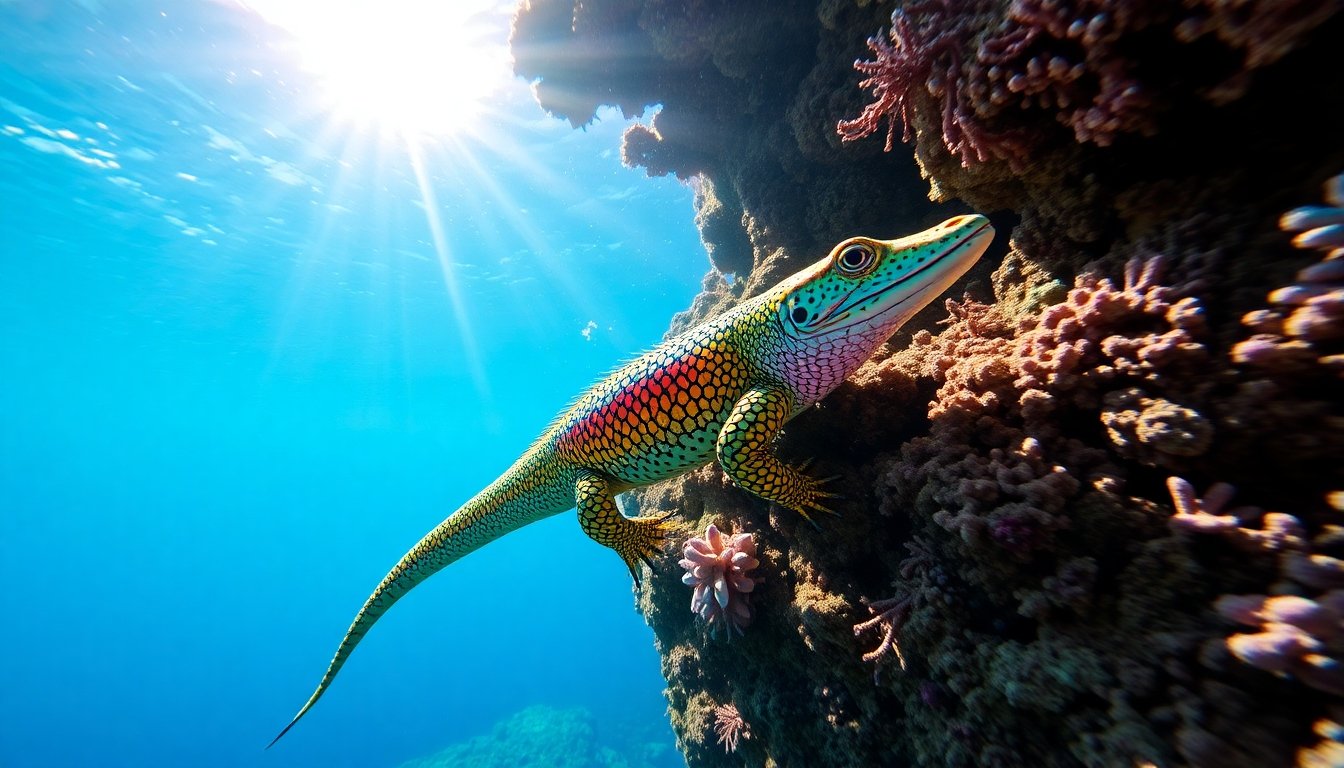 Pez lagarto en su hábitat natural