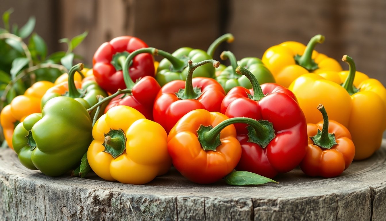 Pimientos italianos frescos en una cesta