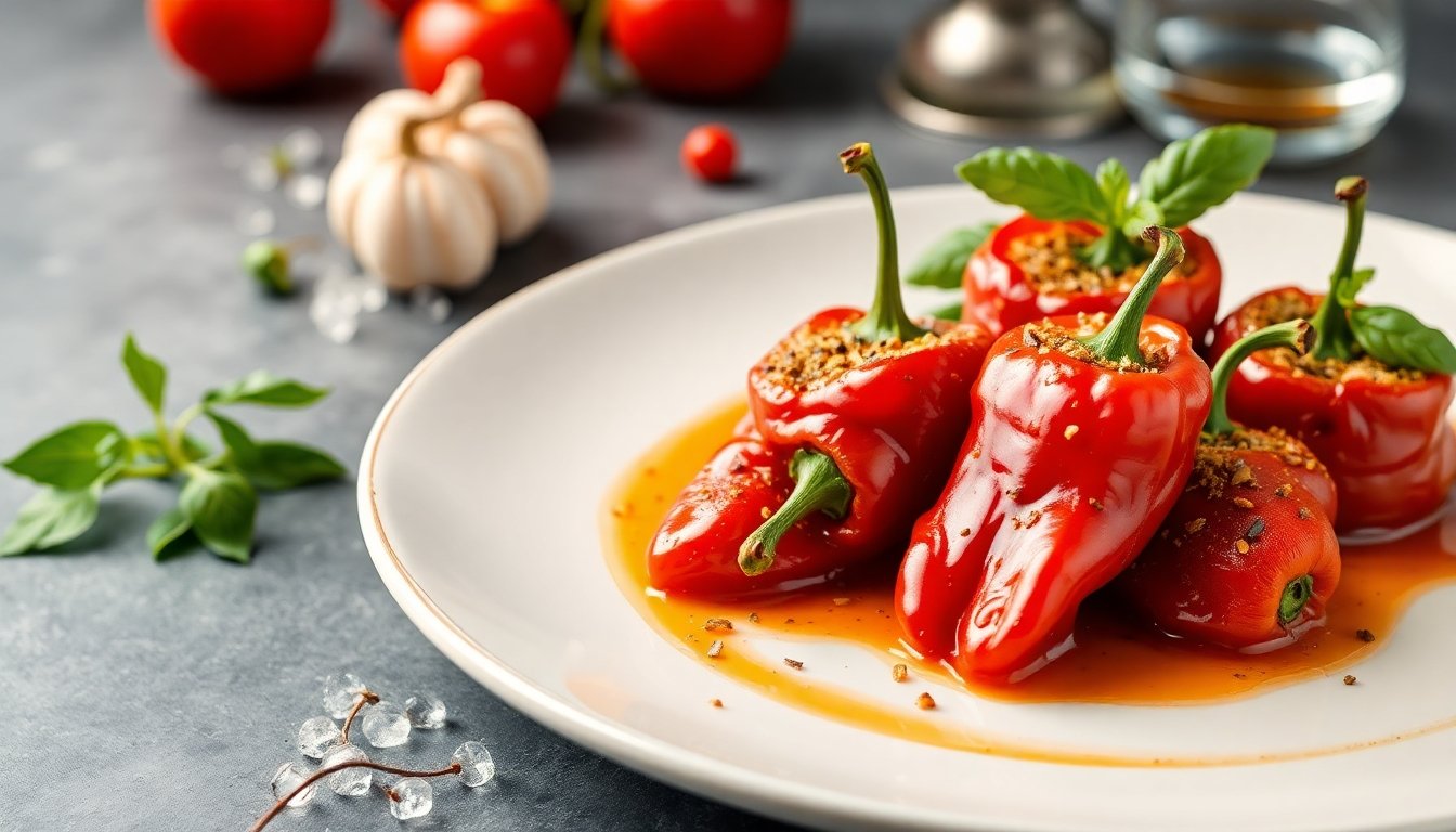 Pimientos piquillo rellenos y horneados