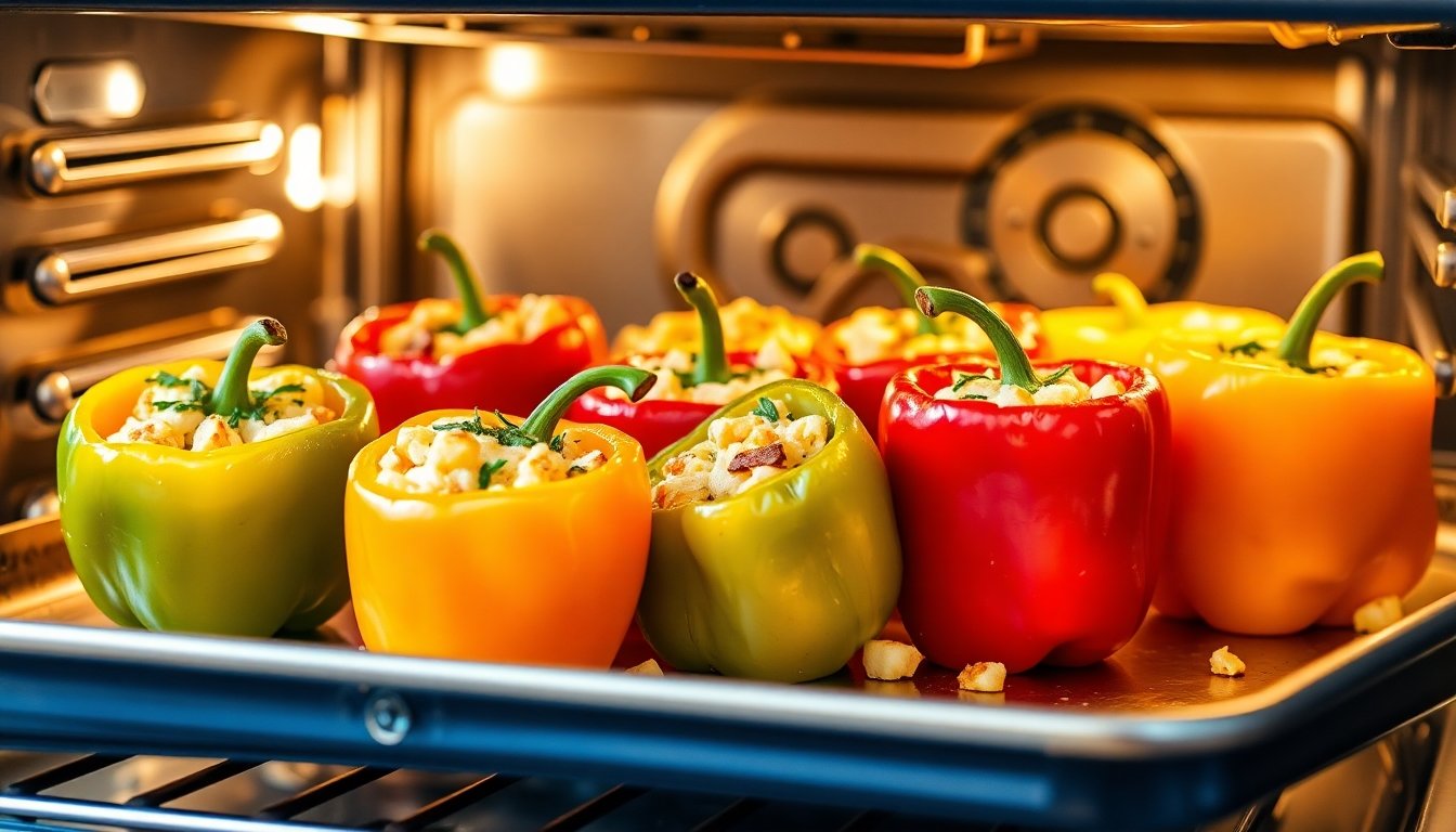 Pimientos rellenos al horno con queso