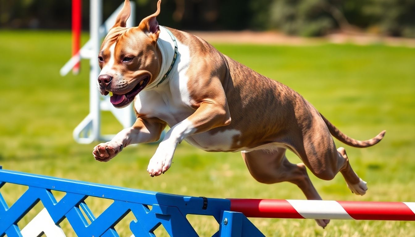 Pitbull terrier americano en acción
