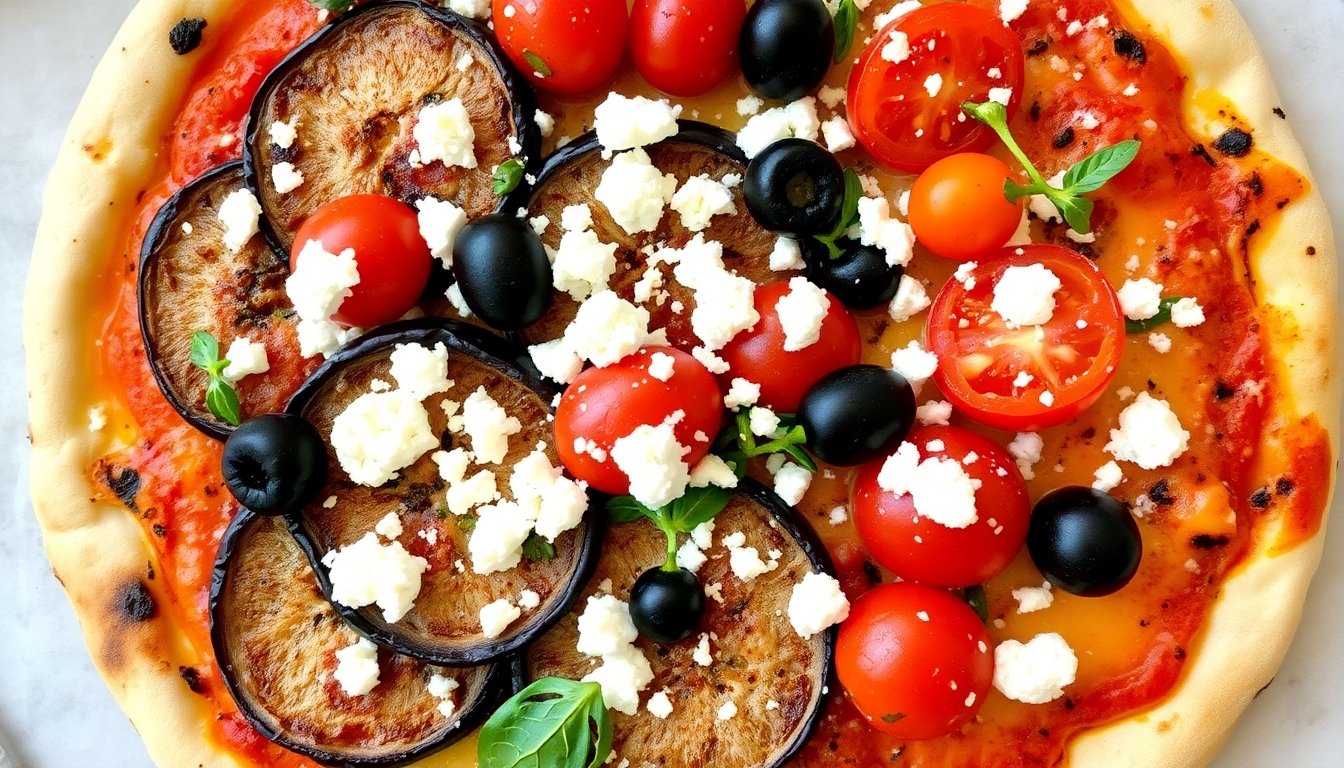 Pizza de berenjena estilo mediterráneo
