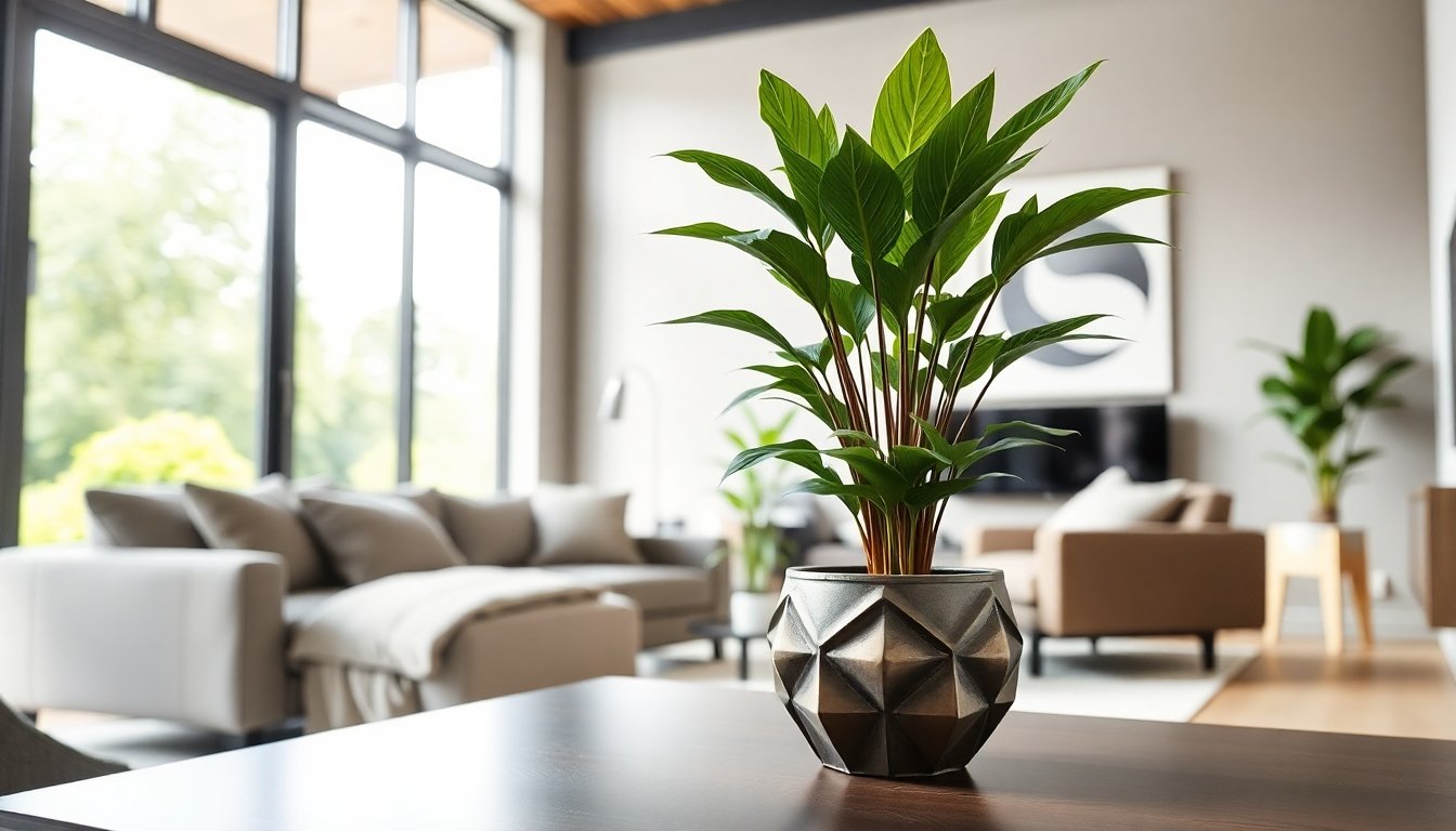 Planta cola de zorro en maceta moderna