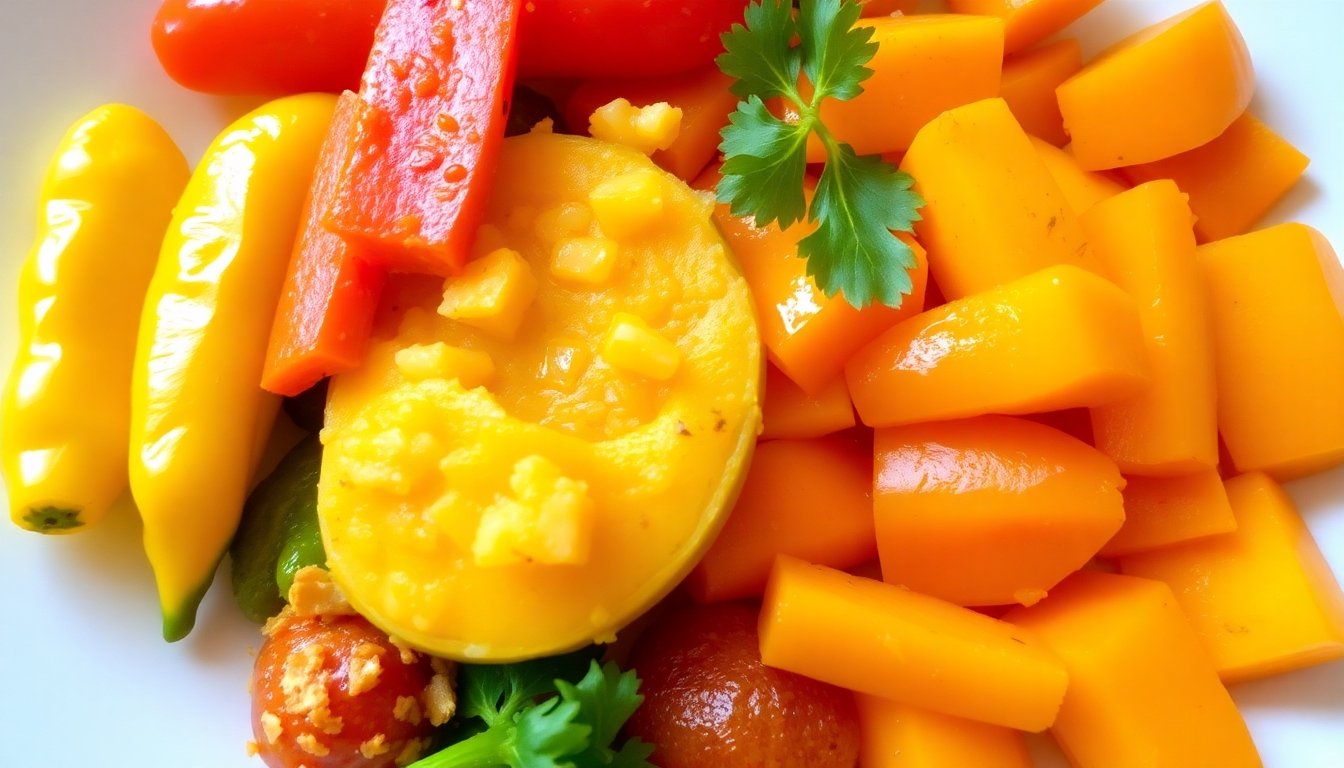 Plato saludable con vegetales naranjas y amarillos