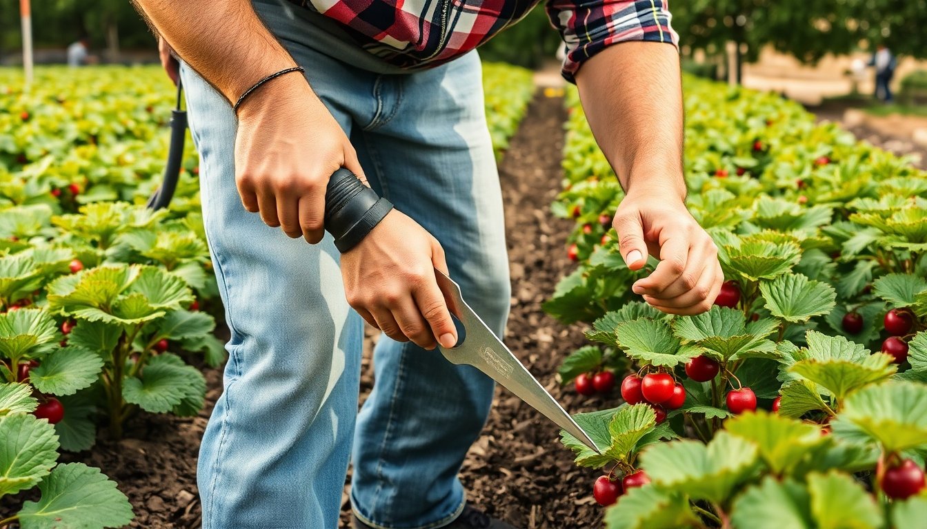 Proceso de poda en el cultivo de fresa