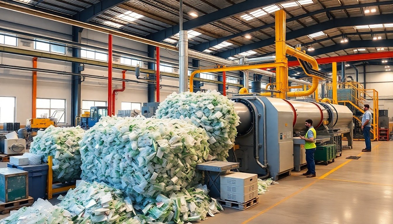 Proceso de reciclaje de vidrio en una planta industrial