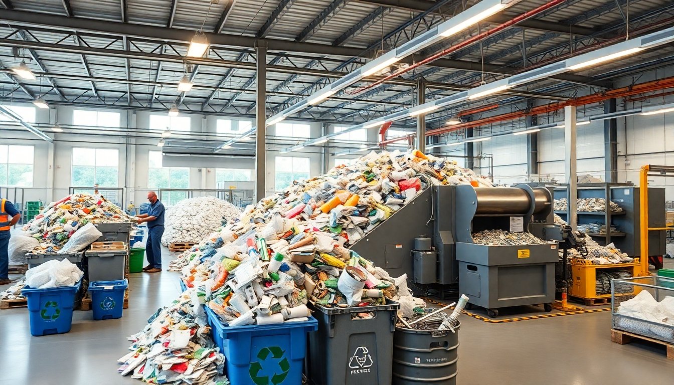 Proceso de reciclaje en un centro de reciclaje
