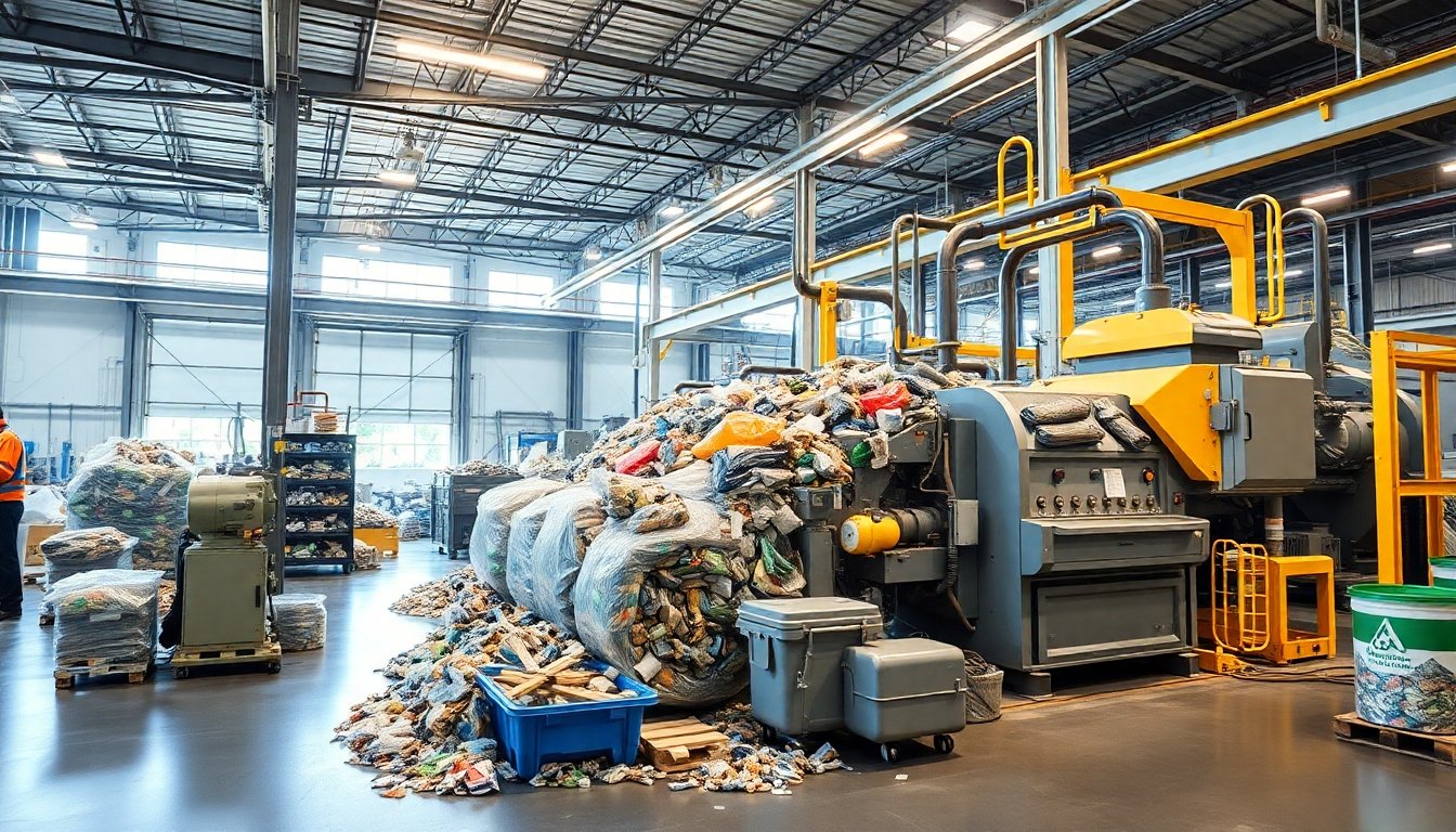 Proceso de reciclaje en una planta