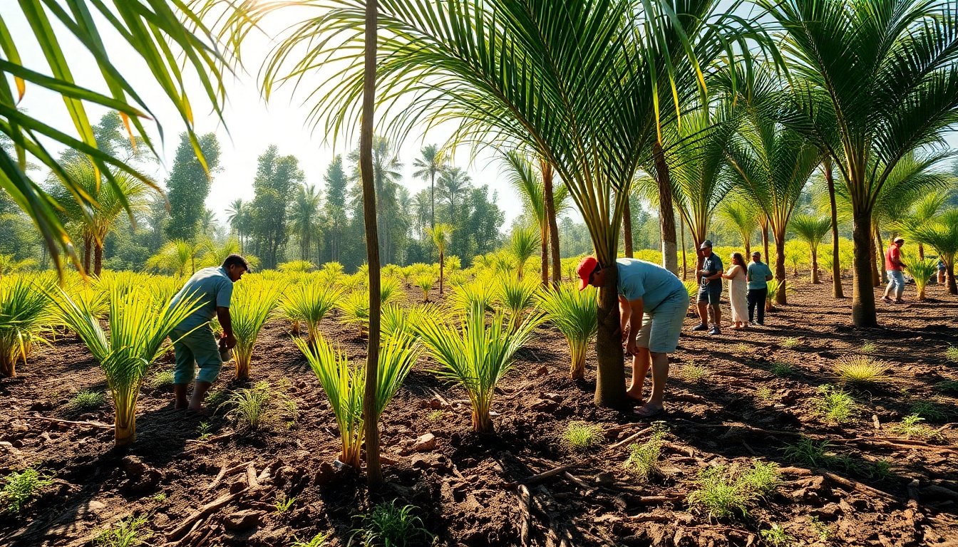Proyecto de reforestación con palmeras pindo