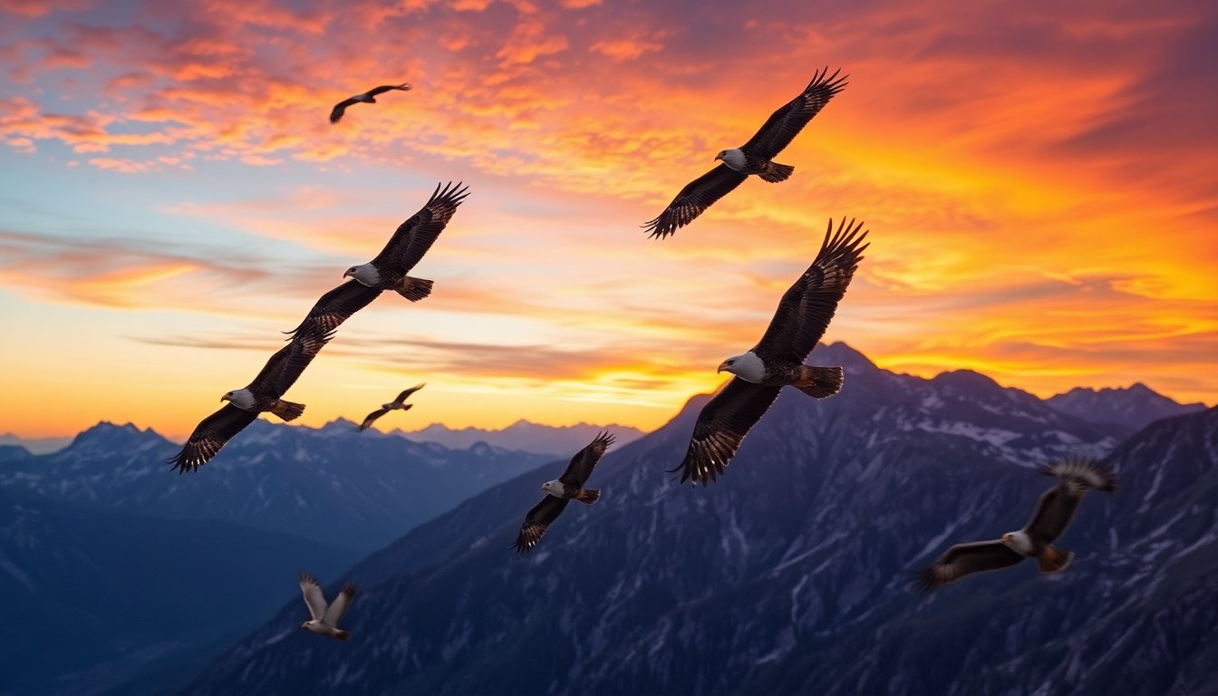 Rapaces norteamericanas en vuelo