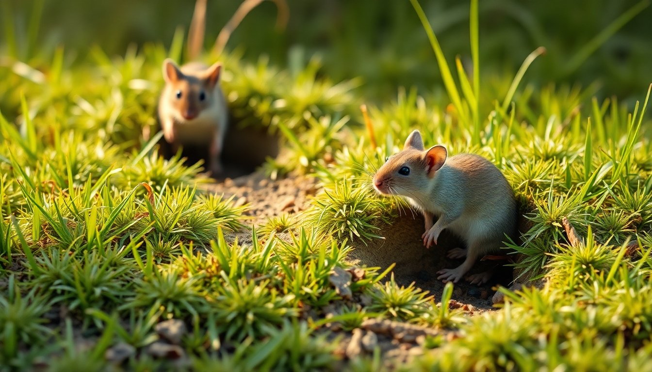 Ratones de campo en su hábitat natural