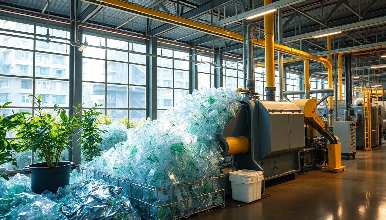 Reciclaje de vidrio en proceso