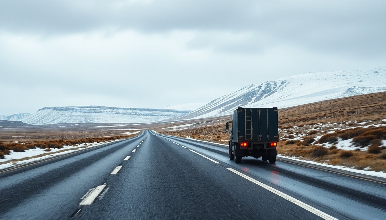 Reno caribú cruzando una carretera