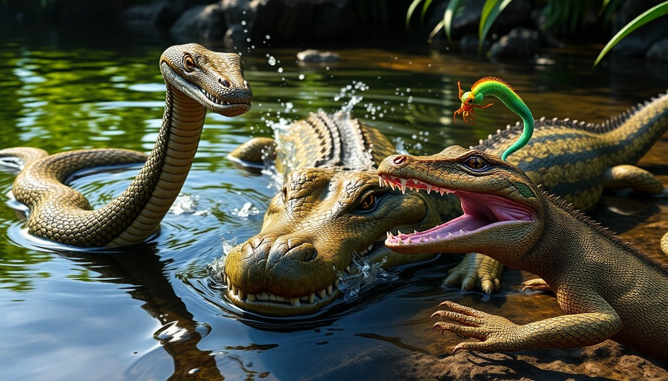 Reptiles carnívoros en acción