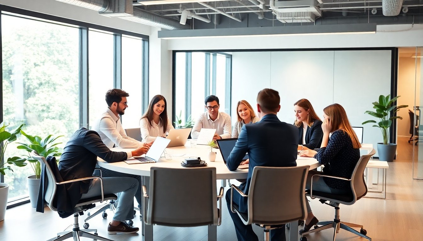 Reunión de equipos de sostenibilidad en una empresa
