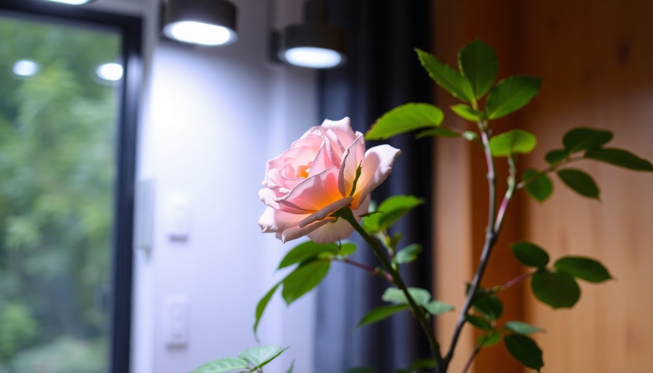 Rosa de Jericó en interior con luz artificial